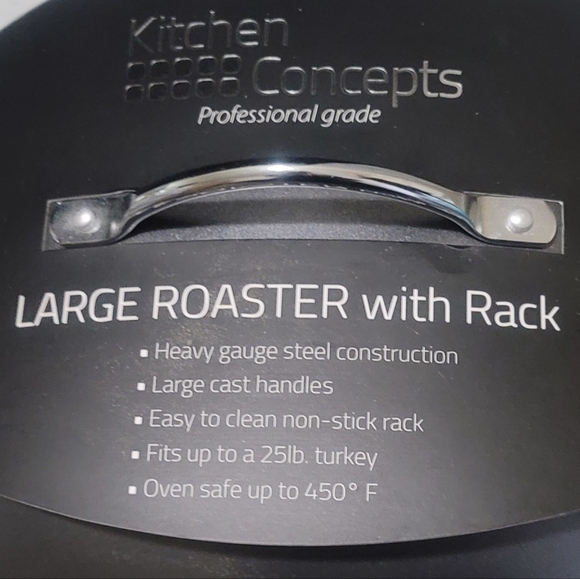 Kitchen Concepts Black Large Roaster Pan with Rack - Picture 2 of 6